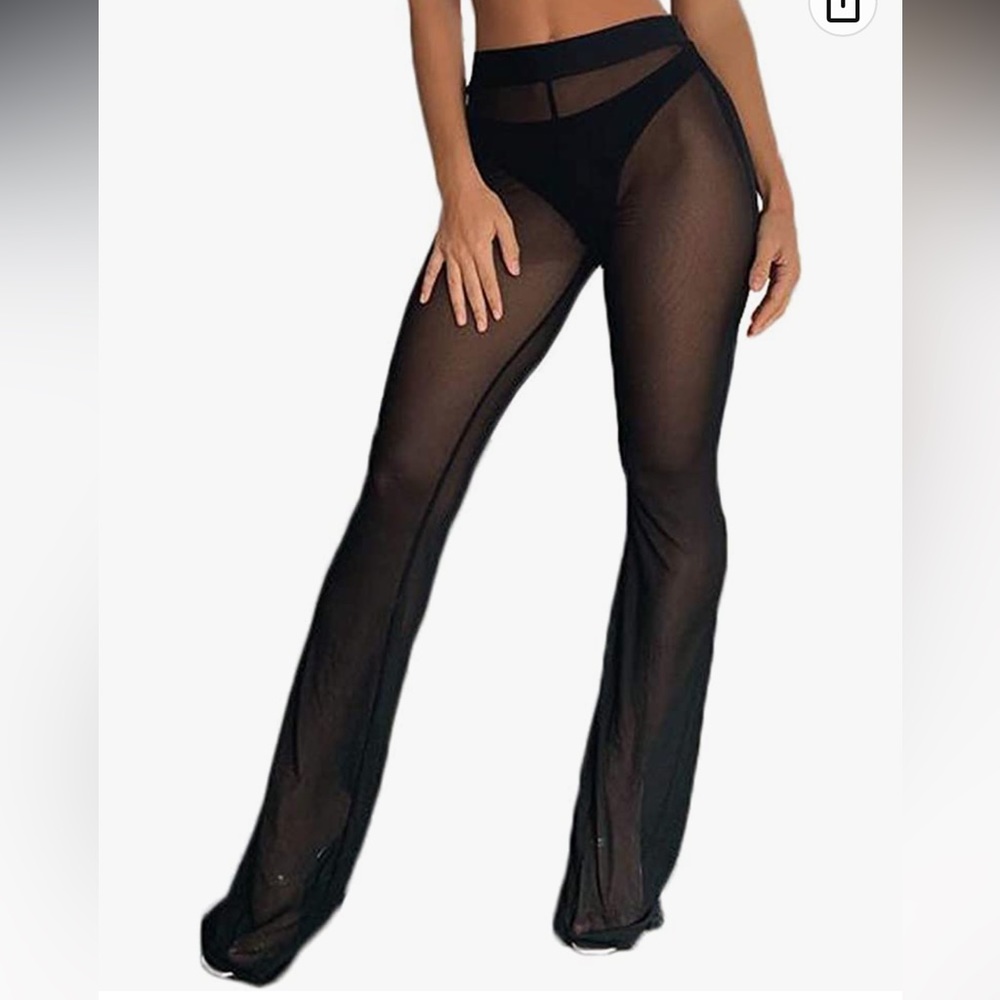 NWOT Sexy Black Sheer Swim Coverup Pants